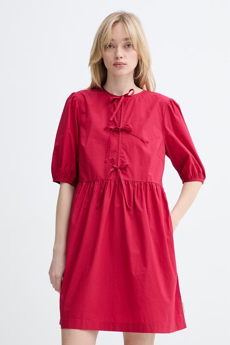 Marc O'Polo sukienka rozkloszowana bawełniana czerwona gładka 5000010260