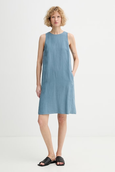Marc O'Polo sukienka letnia lniana turkusowa gładka 5000014181