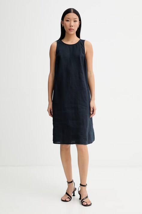Marc O'Polo sukienka lniana granatowa gładka 5000014183