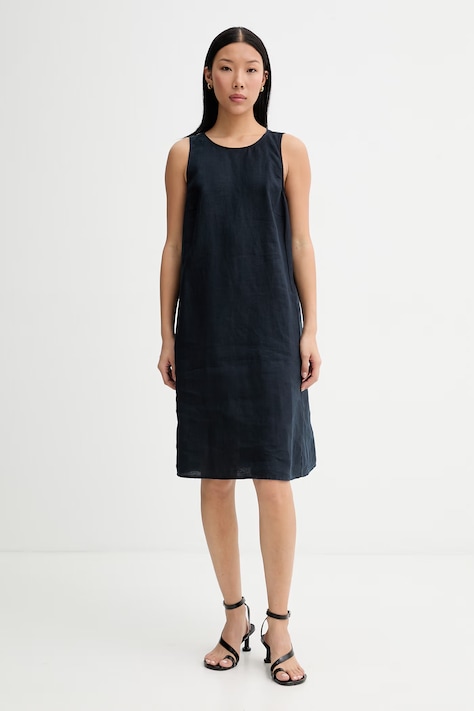 Marc O'Polo šaty ľanové tmavomodré hladké 5000014183