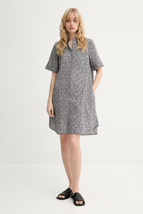 Marc O'Polo sukienka bawełniana czarna w kwiaty 5000014184