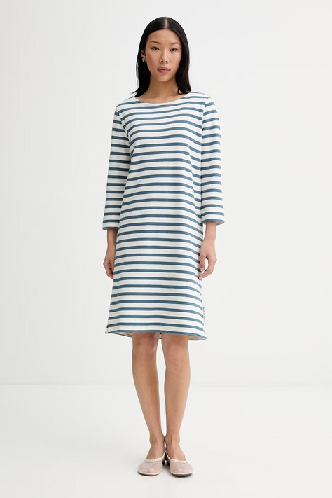 Marc O'Polo sukienka bawełniana turkusowa w paski 5000014189