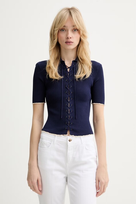 Silvian Heach bluzka TALOR damska kolor granatowy z aplikacją GPP26173MA