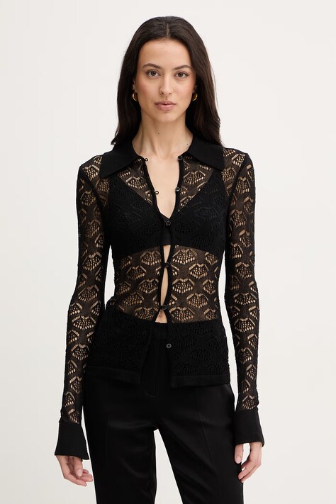 Silvian Heach kardigan DIPONDI damski kolor czarny lekki CVP26006CD