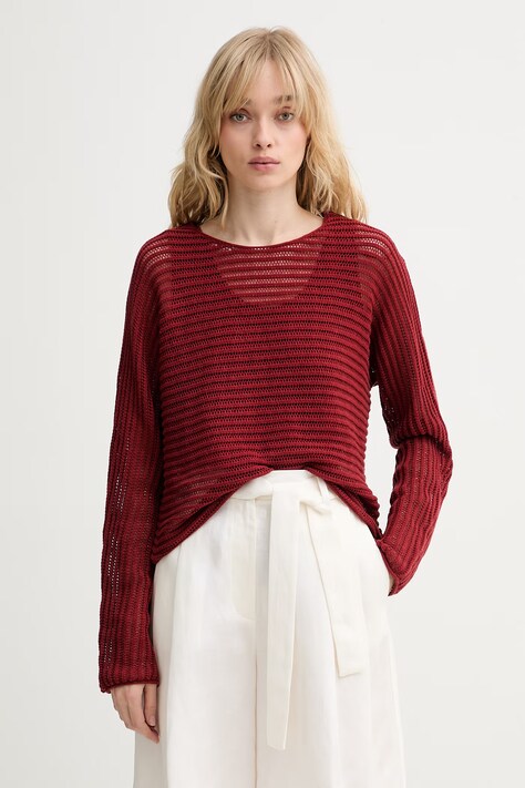 Marc O'Polo sweter damski z lnem czerwony 5000014141