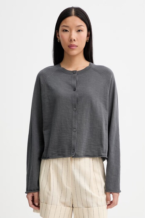 Marc O'Polo kardigan damski z bawełną szary 5000014142