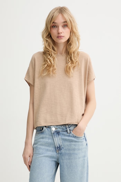Marc O'Polo top damski z lnem beżowy 5000014147