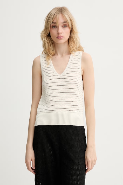 Marc O'Polo kamizelka damska bawełniana beżowa 5000010017