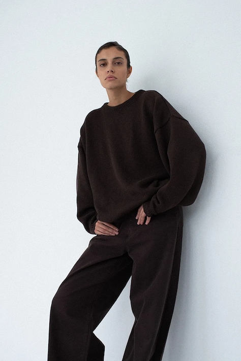 Muuv sweter męski z bawełną brązowy