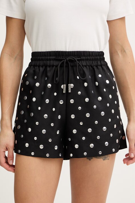 Silvian Heach szorty VARVARA damskie kolor czarny z aplikacją high waist GPP26462SH