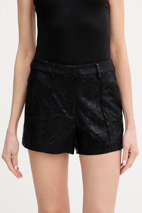 Silvian Heach szorty z dodatkiem lnu RABAD damskie kolor czarny high waist GPP26048SH