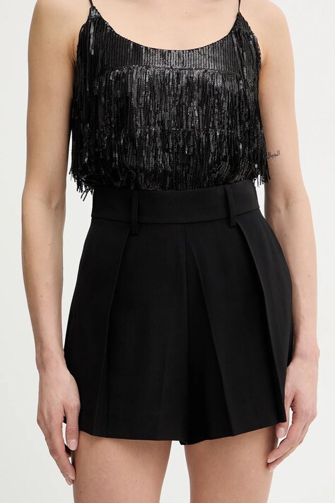 Silvian Heach szorty POYUT damskie kolor czarny gładkie high waist GPP26247SH