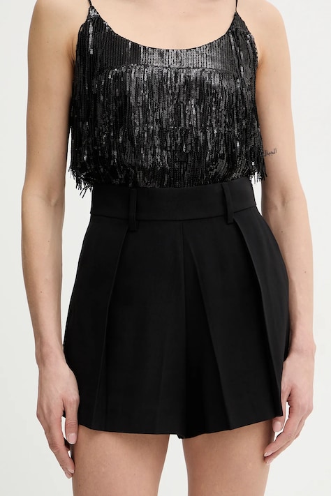 Silvian Heach szorty POYUT damskie kolor czarny gładkie high waist GPP26247SH