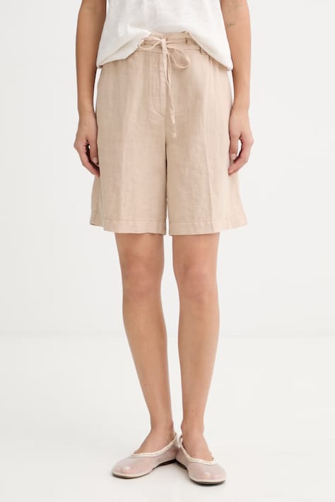 Marc O'Polo szorty damskie lniane beżowe high waist 5000014006