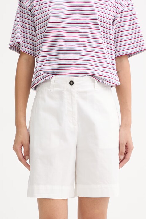 Marc O'Polo szorty damskie bawełniane z elastanem białe high waist 5000014024