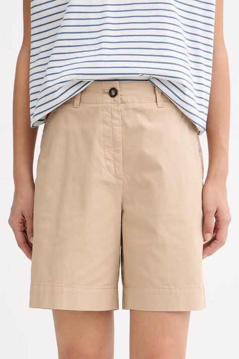 Marc O'Polo Szorty damskie bawełniane z elastanem beżowe high waist 5000014024