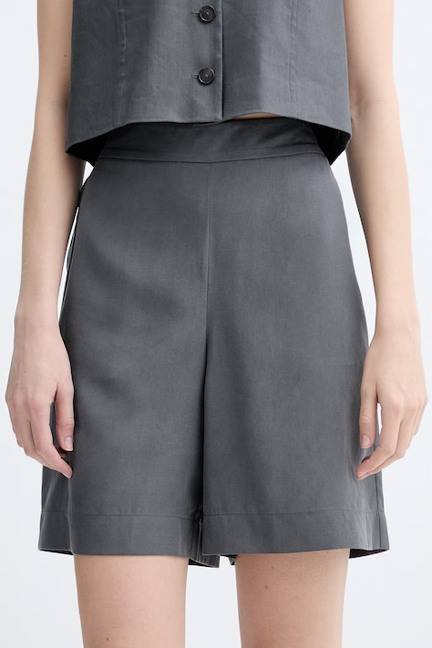 Marc O'Polo szorty damskie z dodatkiem lnu szare high waist 5000014067