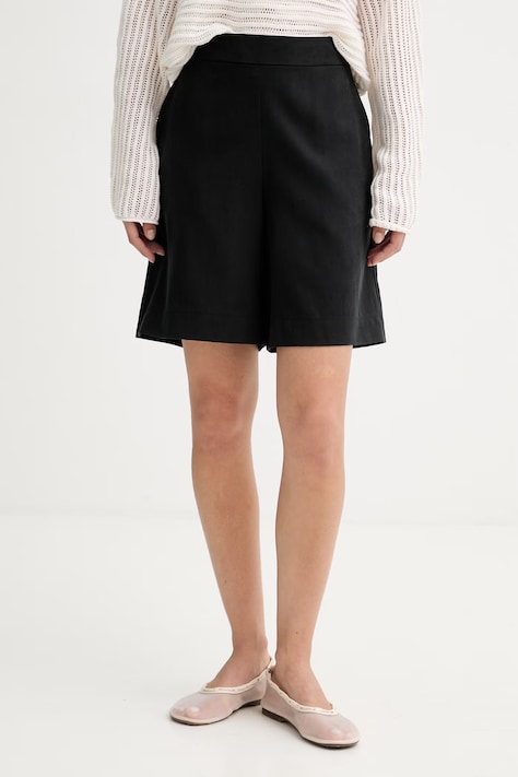 Marc O'Polo szorty damskie z dodatkiem lnu czarne high waist 5000014067