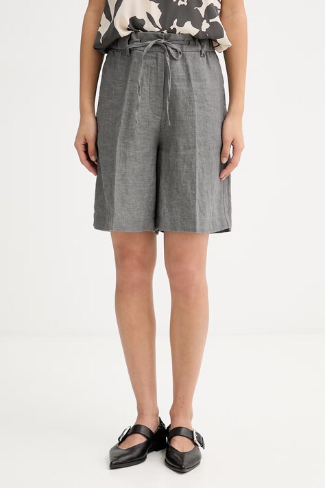Marc O'Polo szorty damskie lniane szare high waist 5000014939