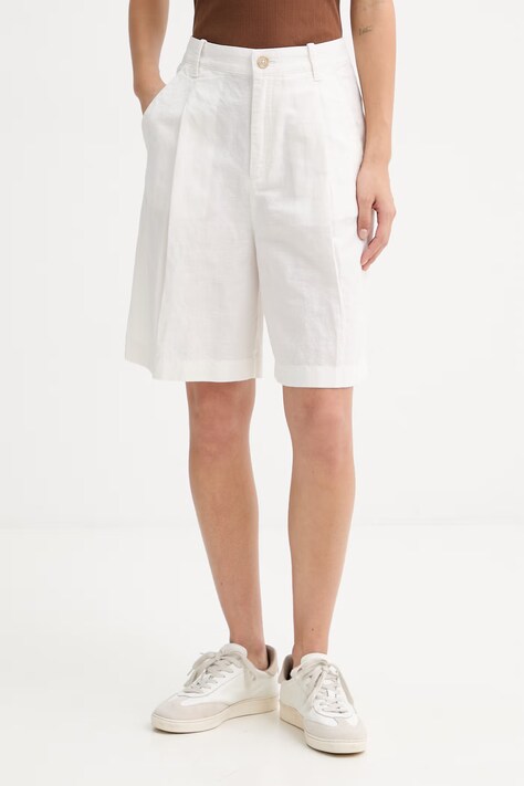 Marc O'Polo szorty damskie z lnem beżowe high waist 5000011443