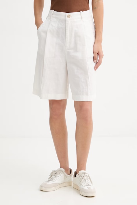 Marc O'Polo szorty damskie z lnem beżowe high waist 5000011443