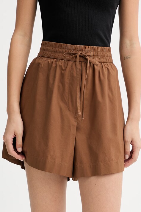 Marc O'Polo szorty damskie bawełniane brązowe high waist 5000013534