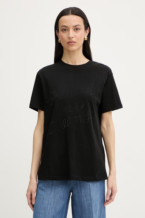 Silvian Heach T-shirt damski bawełniany SEIPONE czarny GPP26412TS