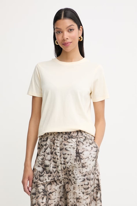 Silvian Heach t-shirt damski bawełniany SEKOK beżowy GPP26074TS