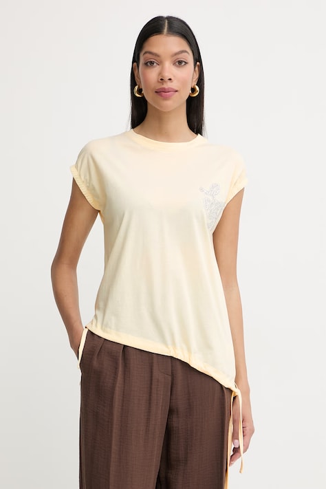 Silvian Heach tricou pentru femei, din bumbac WABAK bej GPP26102TS