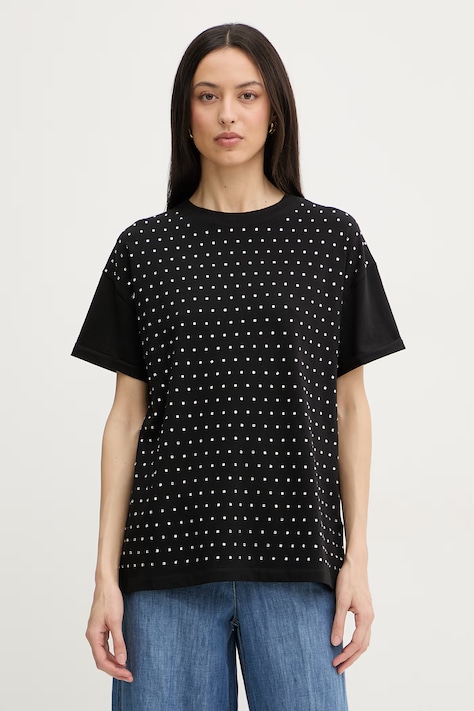 Silvian Heach t-shirt damski bawełniany z elastanem SEDIBANA czarny GPP26093TS