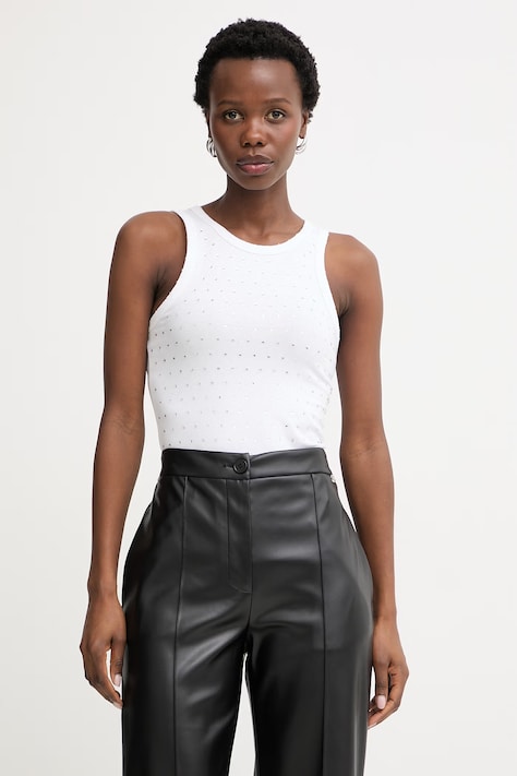 Silvian Heach top dámský s bavlnou GOMPO bílý GPP26311CN