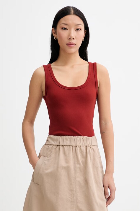 Marc O'Polo top damski bawełniany z elastanem czerwony 5000014120