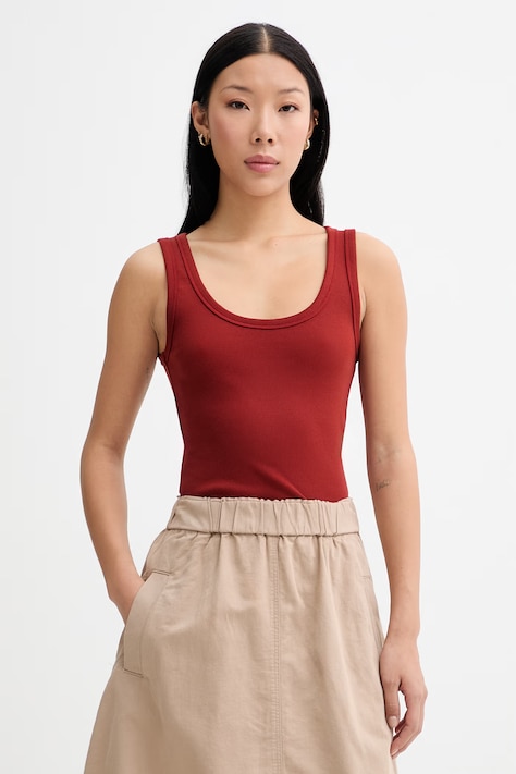 Marc O'Polo top damski bawełniany z elastanem czerwony 5000014120