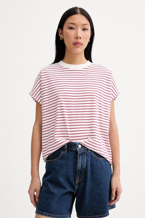 Marc O'Polo T-shirt damski bawełniany bordowy 5000009996