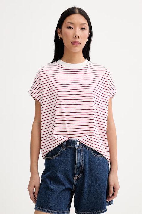 Marc O'Polo T-shirt damski bawełniany bordowy 5000009996