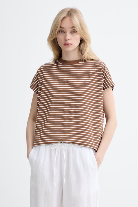 Marc O'Polo T-shirt damski bawełniany brązowy 5000009996