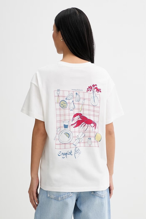 Marc O'Polo T-shirt damski bawełniany beżowy 5000009998