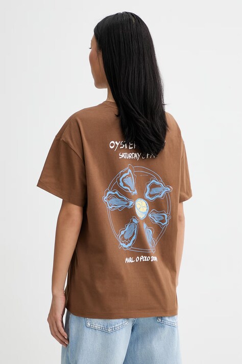 Marc O'Polo T-shirt damski bawełniany brązowy 5000009998