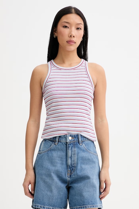 Marc O'Polo top damski z bawełną czerwony 5000010010