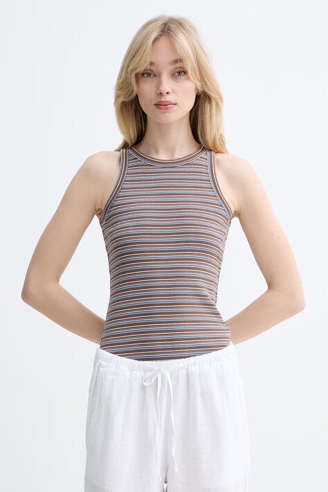 Marc O'Polo top damski z bawełny brązowy 5000010010