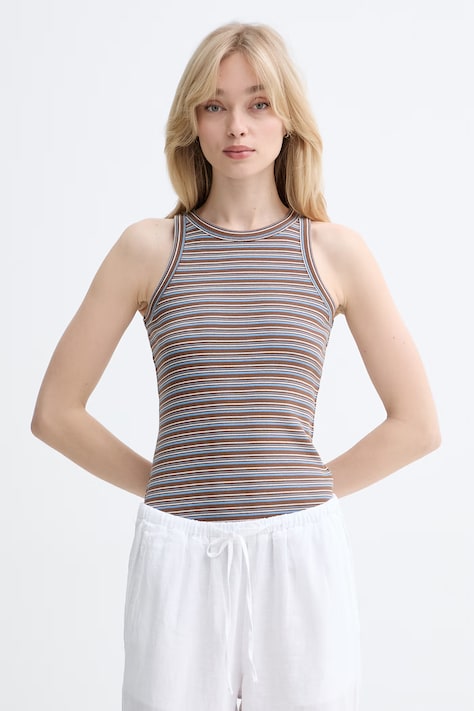 Marc O'Polo top damski z bawełny brązowy 5000010010