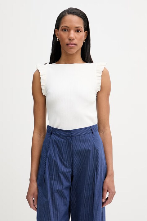 Marc O'Polo top damski z bawełną beżowy 5000010159