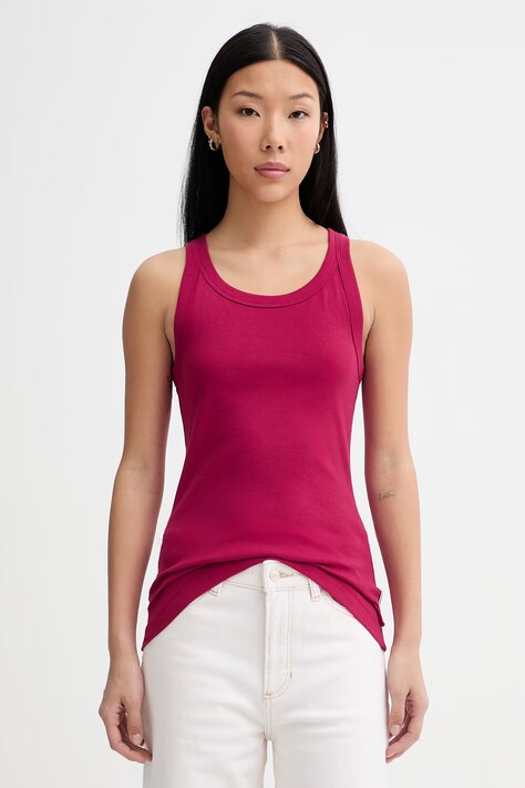 Marc O'Polo top damski z bawełną czerwony 5000010786