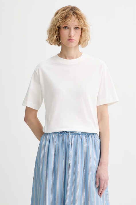 Marc O'Polo T-shirt damski bawełniany beżowy 5000010011