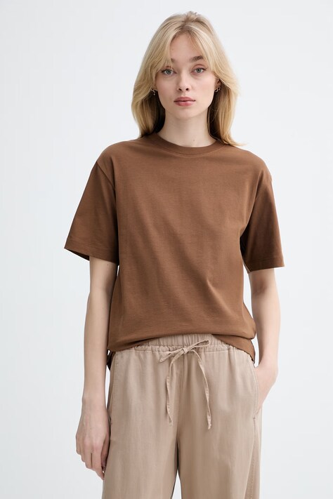 Marc O'Polo T-shirt damski bawełniany brązowy 5000010011