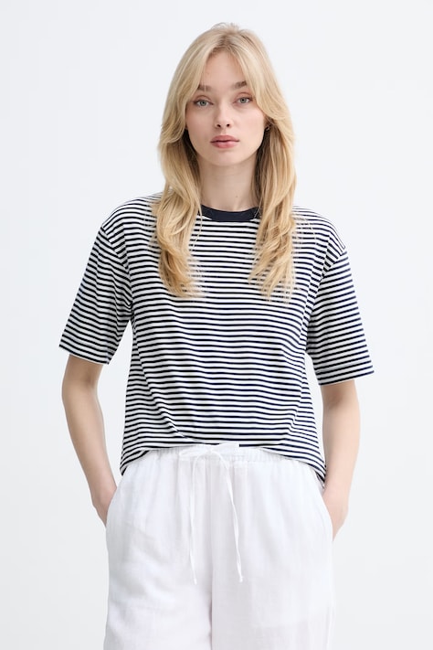 Marc O'Polo T-shirt damski bawełniany granatowy 5000010012