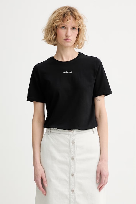 Muuv. T-shirt damski bawełniany WOLNO MI biały