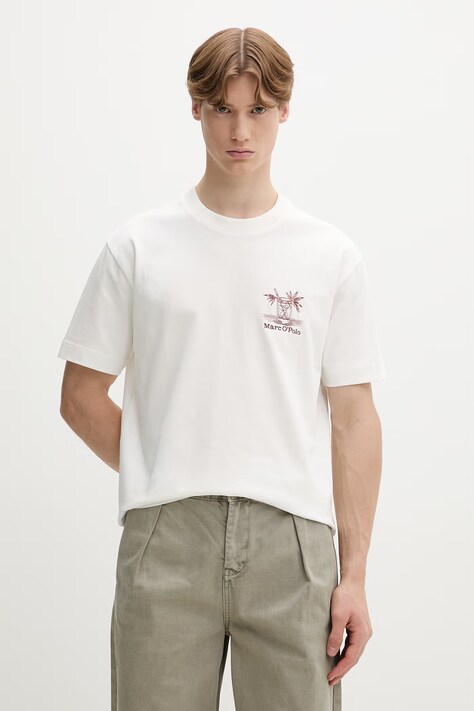 Marc O'Polo T-shirt męski bawełniany beżowy 5000013971