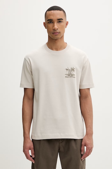 Marc O'Polo T-shirt męski bawełniany beżowy 5000013971