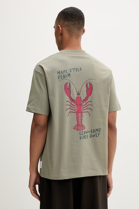 Marc O'Polo T-shirt basic męski bawełniany zielony 5000010818